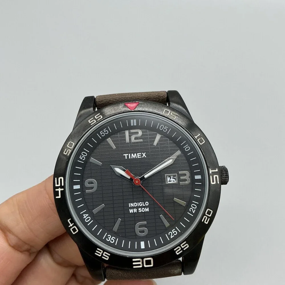 Timex Fairlawn Avenue Indiglo Mens Watch 42mm Black Dial Date New Battery